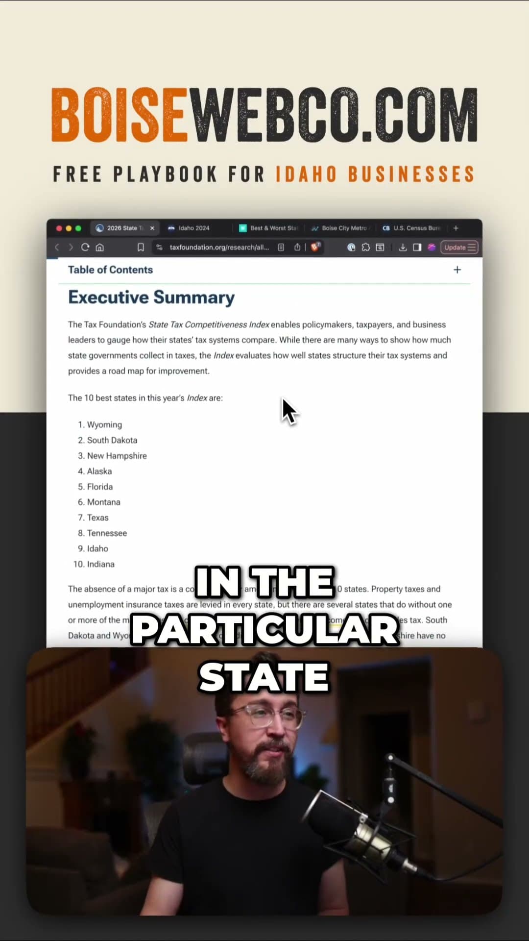 Idaho: Top 10 for business tax competitiveness