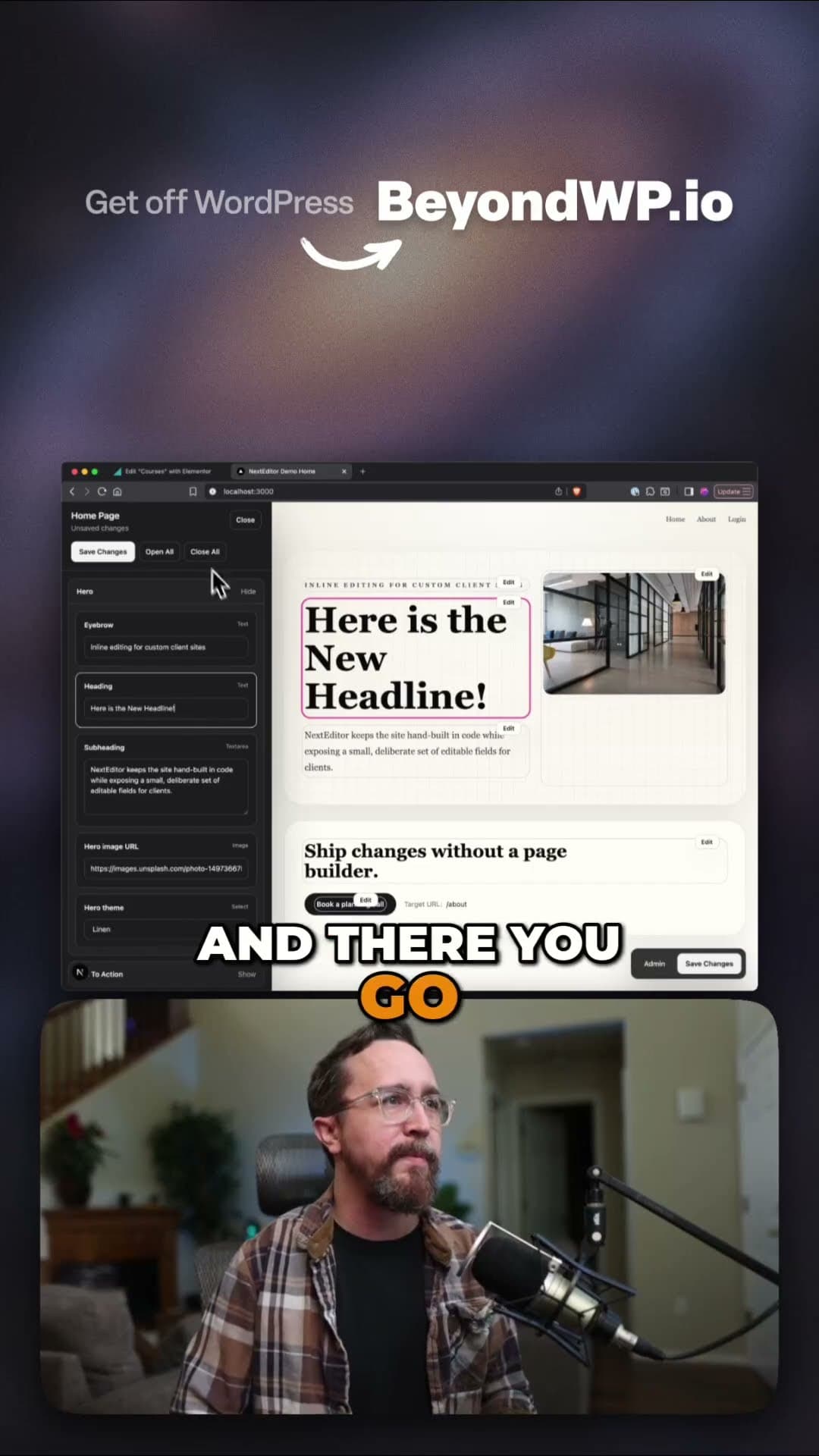 A custom-tailored site editing experience